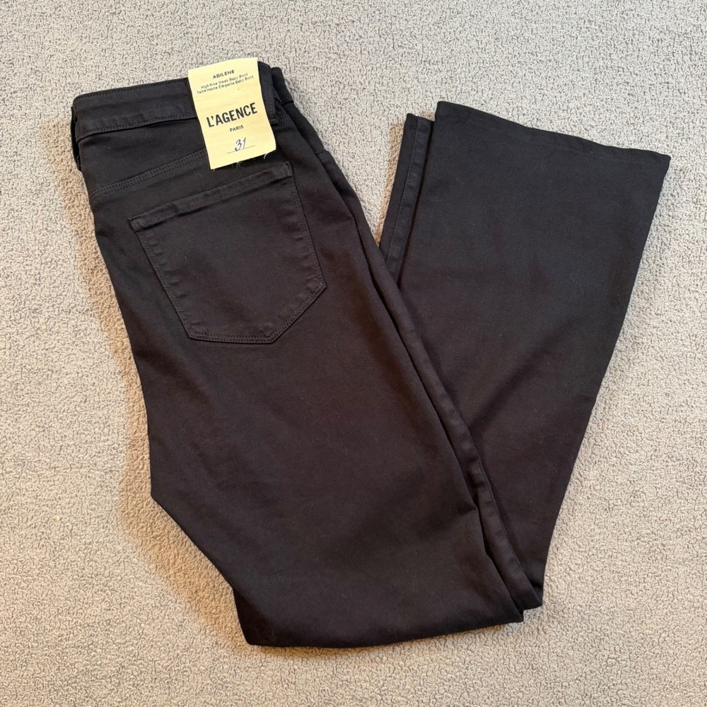 L'AGENCE Abilene High Rise Flare Jeans Noir Black Size 31 2789PDD